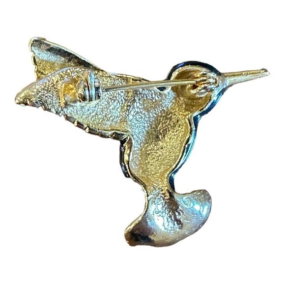 Hummingbird brooch , light weight , loaded with color , greens, blue, red, - Picture 6 of 7